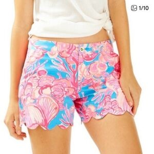 Lilly Pulitzer buttercup, short sparkling blue fan tastic